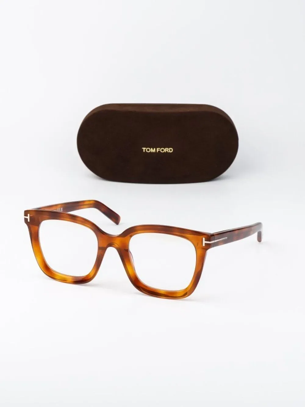 Tom Ford Women Eyeglasses Blonde Havana Square FT5880-B 053 NEW AUTHENTIC